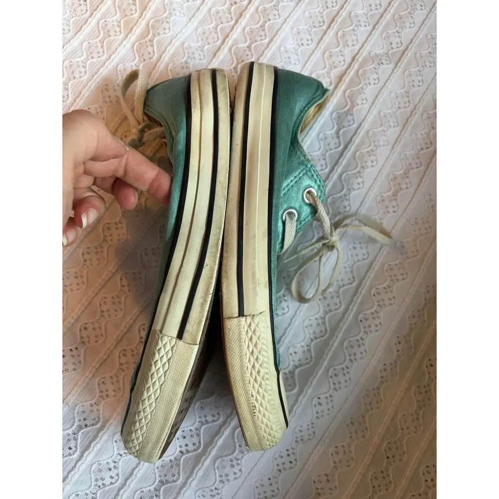 Converse Chuck Taylor All Star Low Top Aqua Blue Shimmer Sneakers Women's 9 - Picture 7 of 8